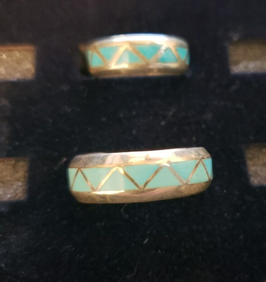 Wedding Bands Sterling & Turquoise Native American (ask for Size)
