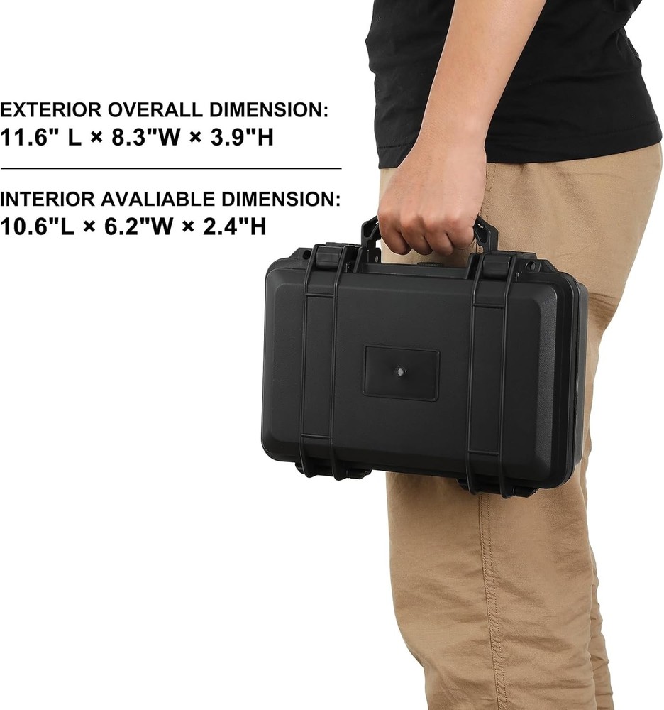 Waterproof Hard Case with Foam Insert Shockproof Tool Storage Box