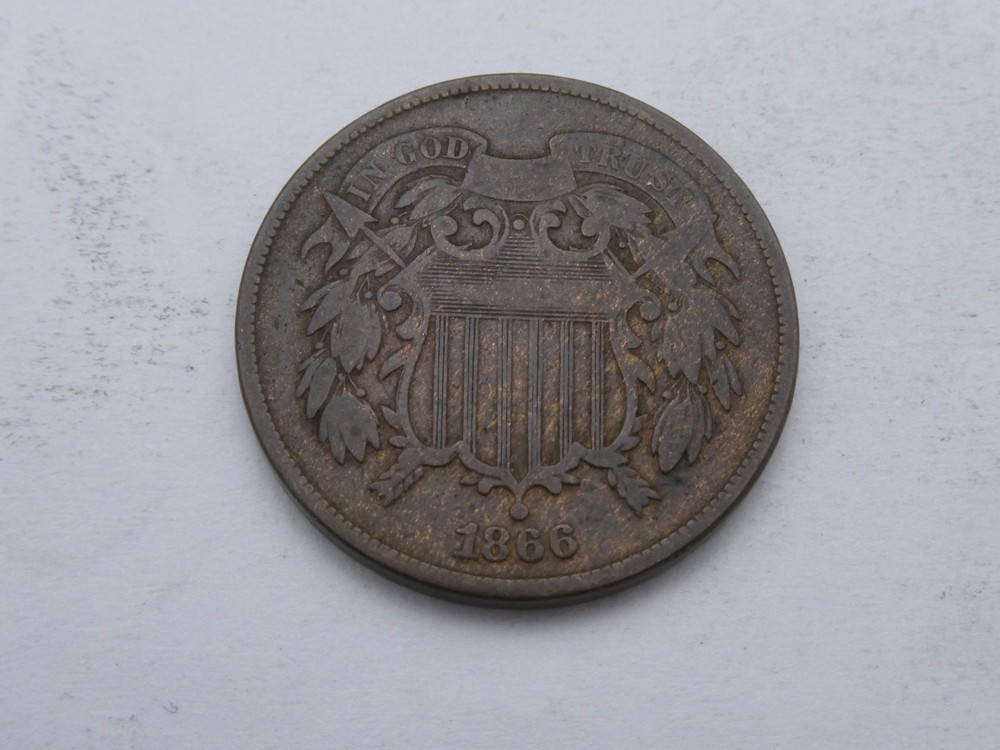 ''Nice'' 1866 2c Shield Two Cent Piece US Coin. V803