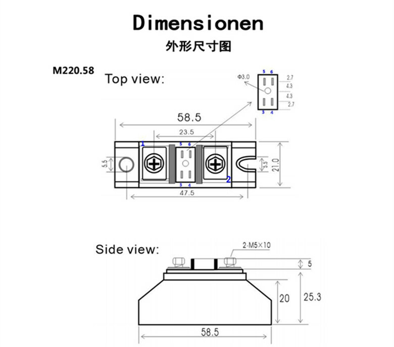 Anti-reverse charge rectifier diode 25A MD25A.58 power module with heat sink