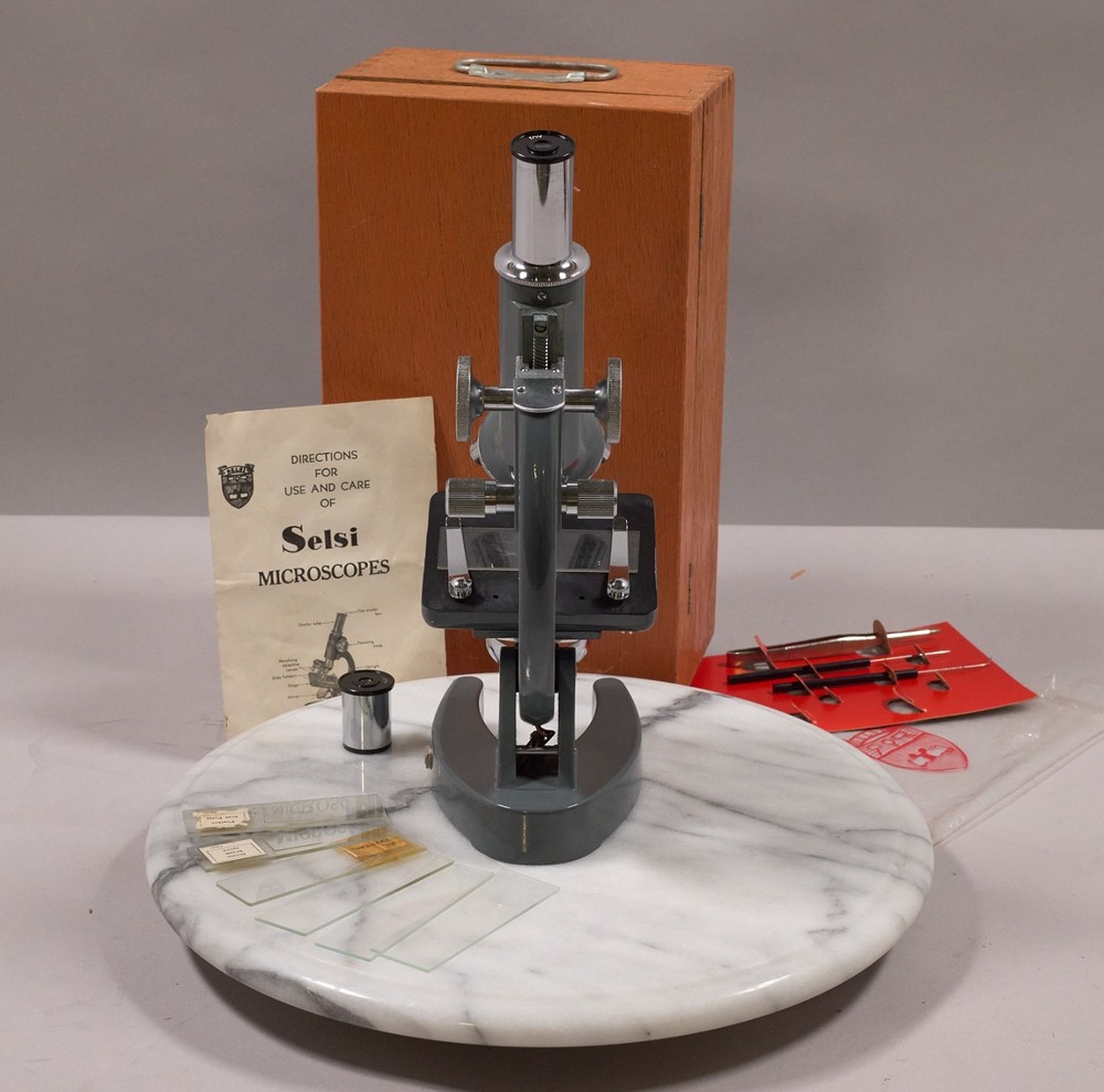 Selsi 1200x microscope with box and accessories. Immaculate condition.