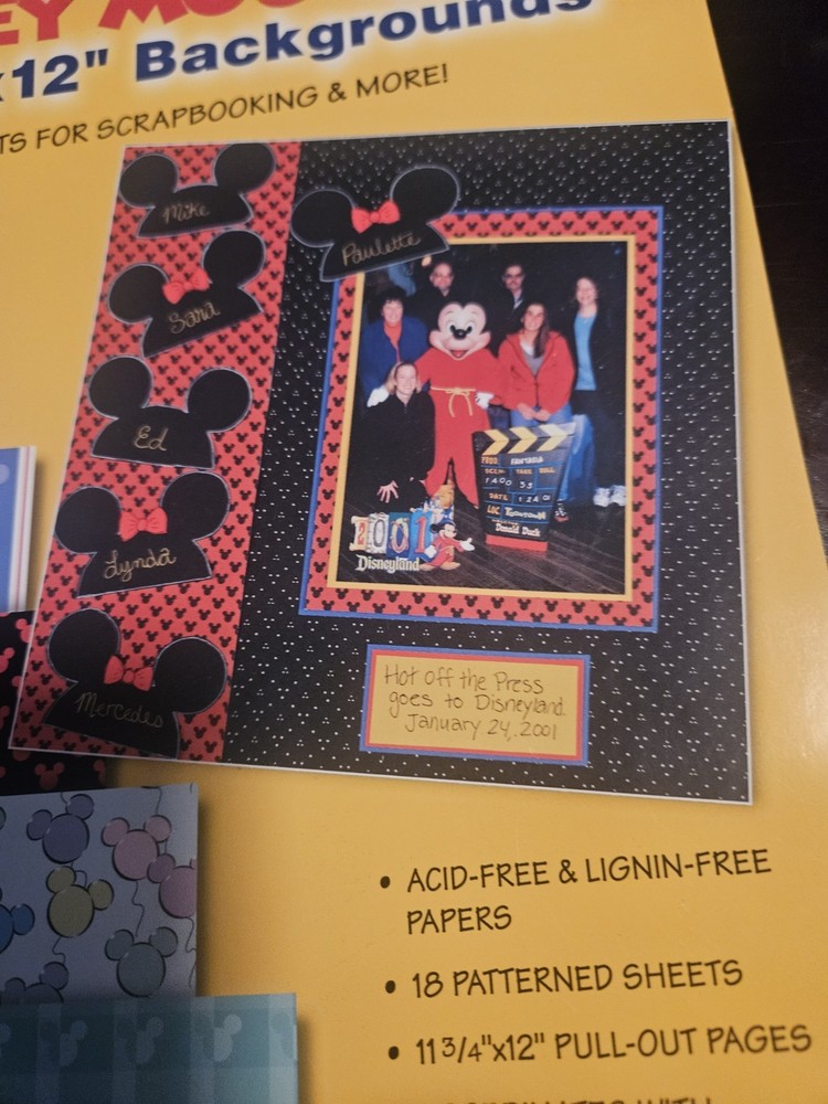 Paper Pizazz-Mickey Mouse-18 Patterned Sheets-11 3/4"x12" Pull Out Pages ect