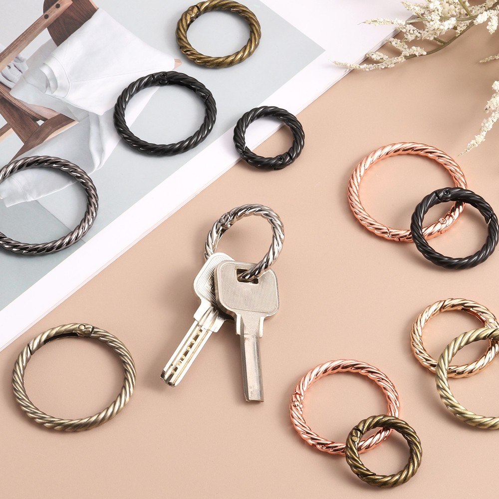 6Pcs Spring O Rings 3/4" Round Trigger Snap Hook Circle Silver Key Ring Clip