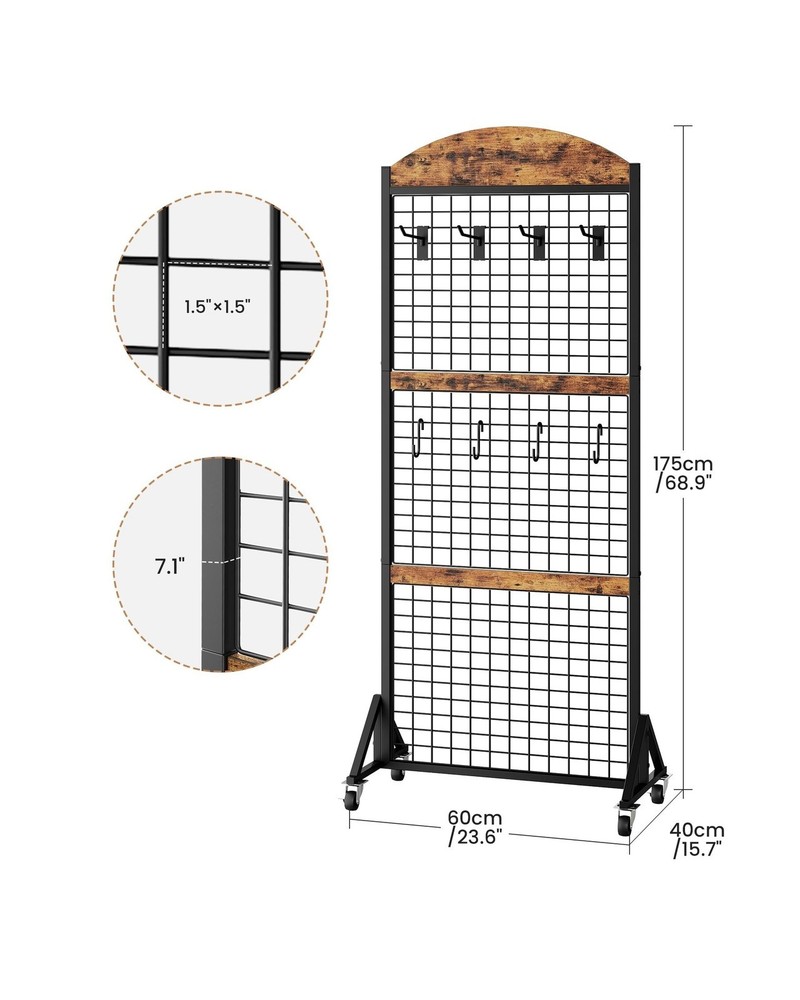 Grid Wall Panel 5.7’ x 2’ FT Grid Display Rack, Movable Gridwall Dis