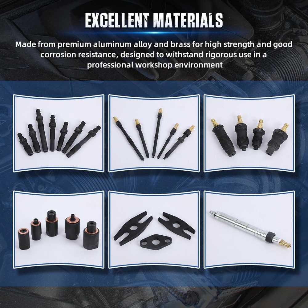 46PCS Compression and Leakage Test Kit Petrol & Diesel Compression Tester Kit...