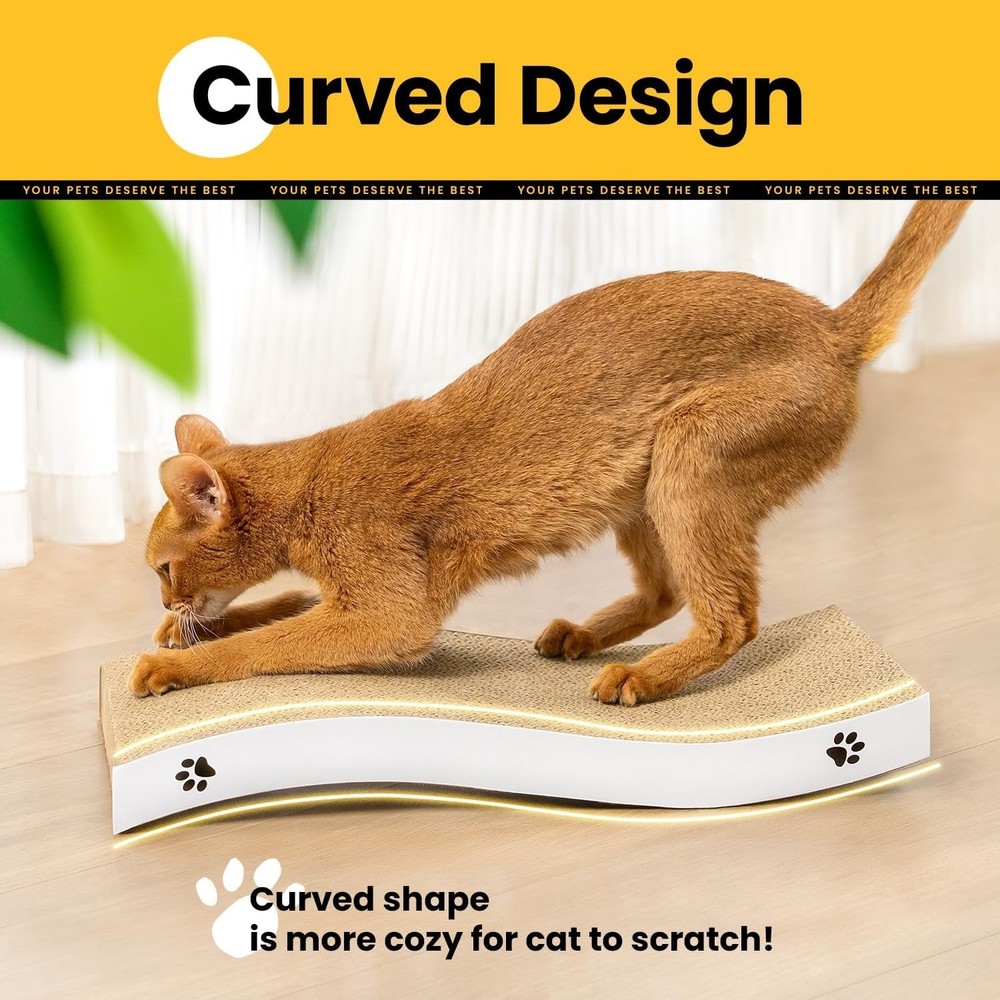Unique Medium Cat Scratcher - Durable Cardboard with Eco-Friendly Certification