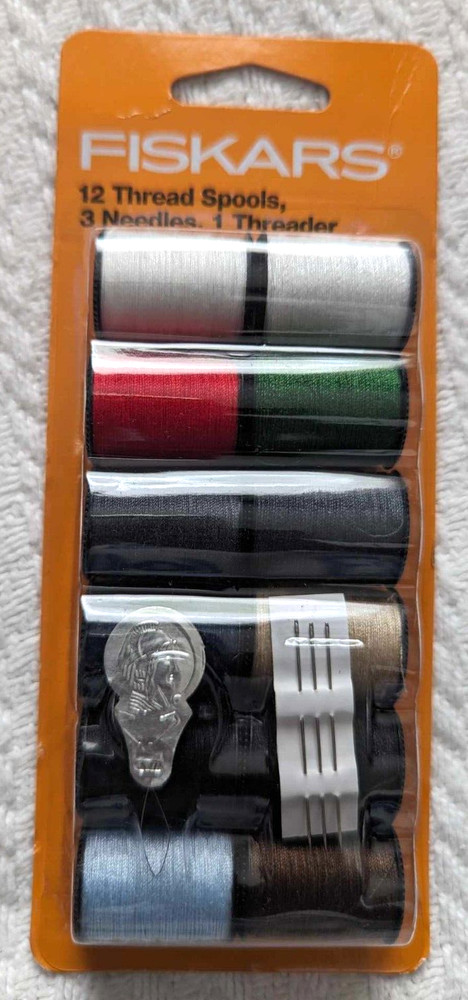 Fiskars 12 Thread Spools, 3 Needles, 1 Threader (2 Packs)