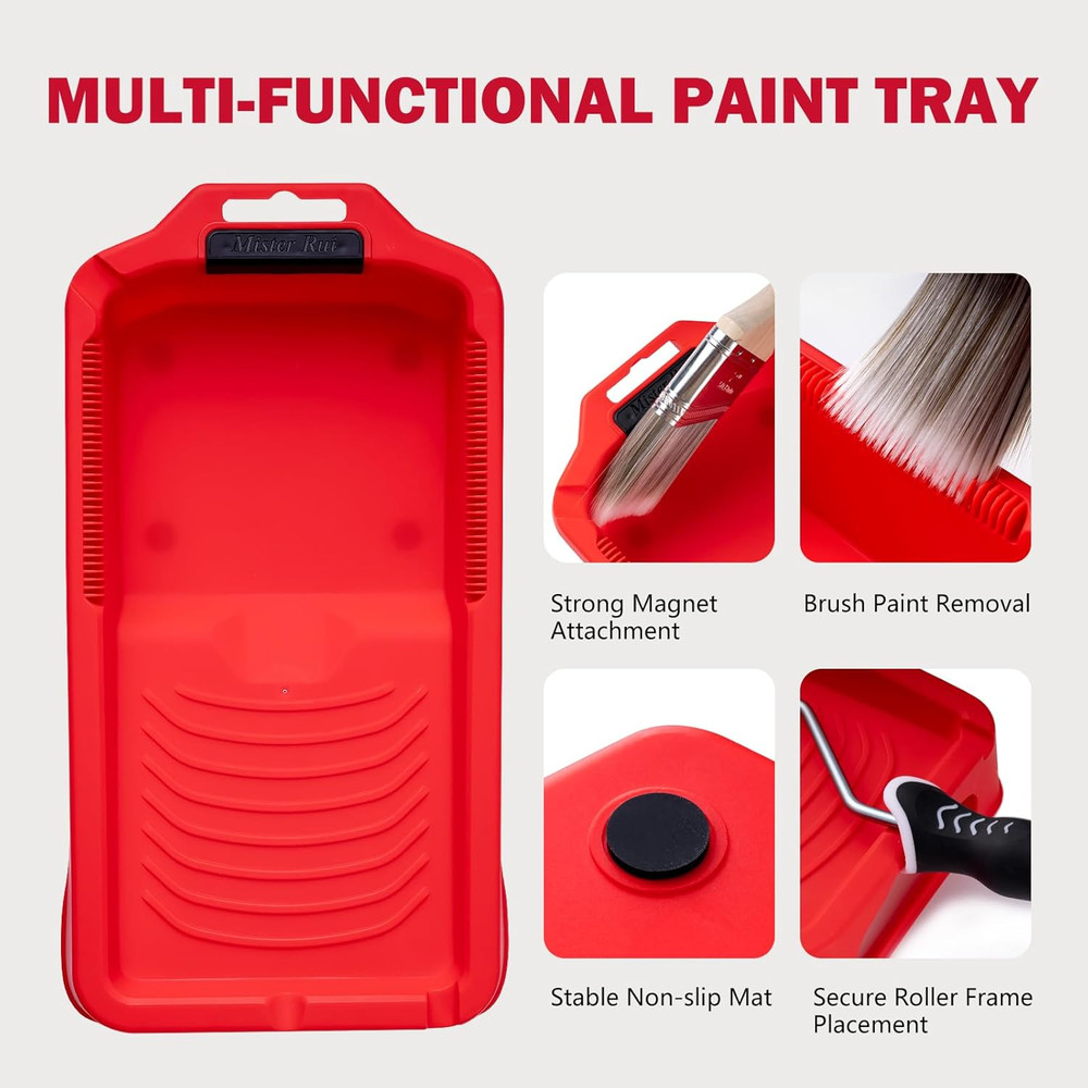 Paint Roller Kit-13 Piece, 4-Inch Microfiber Paint Rollers with Ergonomic Handle