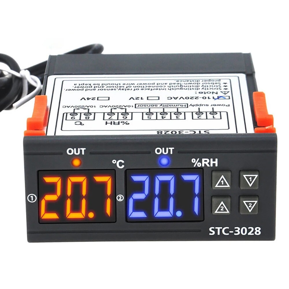 2Pack STC-3028 Dual LCD Digital Thermostat Temperature Controller AC110-220V
