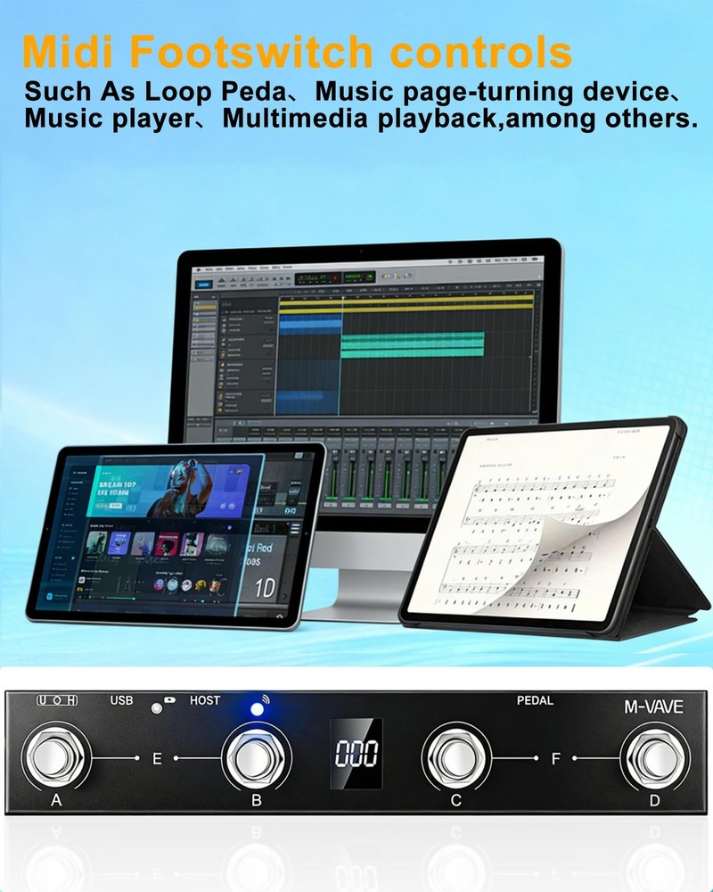 M-VAVE Chocolate Plus Wireless Midi Controller Programmable Wireless Midi Con...