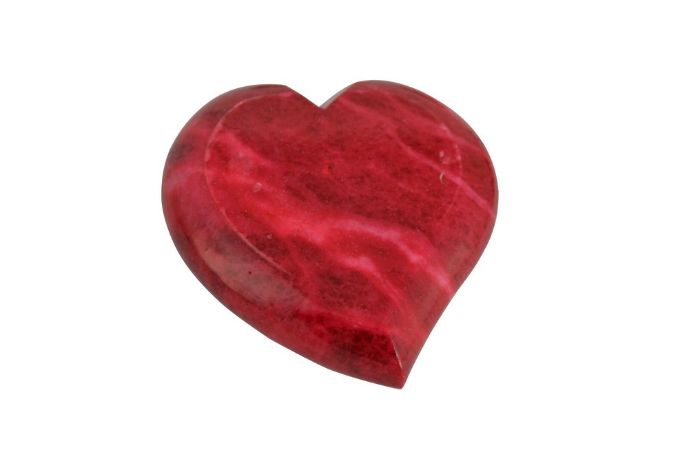 Red Alabaster Stone Hearts 6 Piece Set