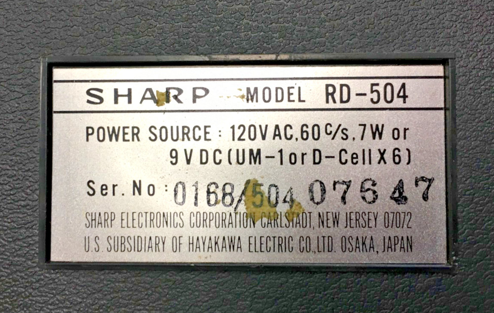 Sharp Cassette Tape Recorder Solid State RD-504, JAPAN, UNTESTED