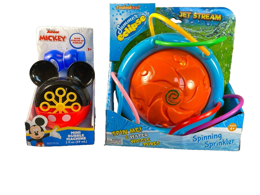 Disney Jr Mickey Mouse Mini Bubble Machine-Summer Eclipse Spinning Sprinkler NEW