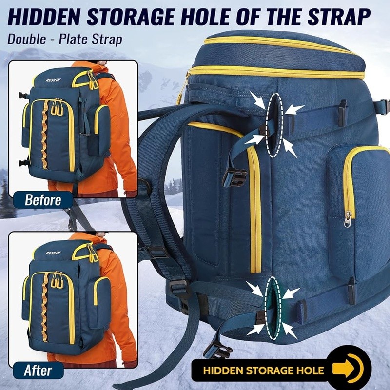 Ski Boot Bag Waterproof Large Capacity Ski Snowboard Backpack Organizer Storage