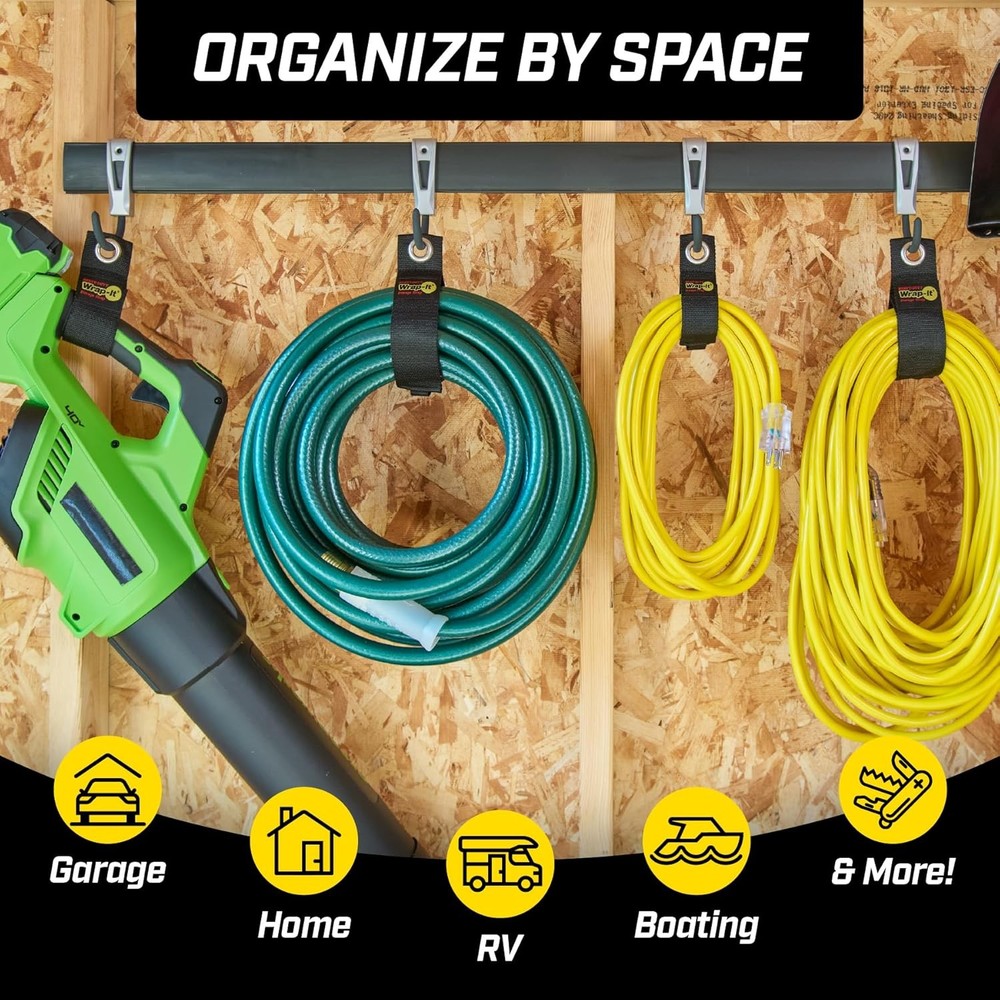 Heavy-Duty Wrap-It Storage Straps (Assorted 6 Pack) - Assorted 6-Pack, Black