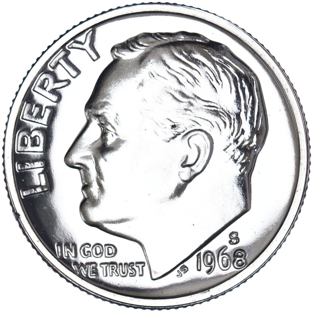 1968 S Roosevelt Dime Gem Proof CN-Clad