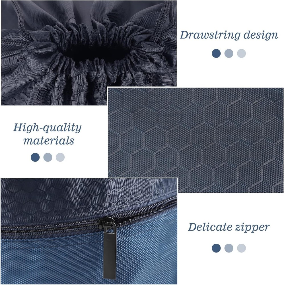 Drawstring Backpack Bag, Waterproof Draw String One Size, Navy Blue, Upgraded