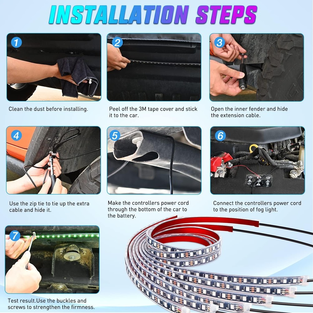 6PCS LED Underglow Underbody Neon Light Strip Chasing 12V-80V For EPIC E40 E40L