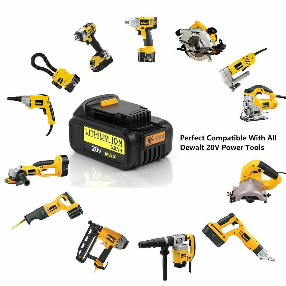 Replacement 20V For Dewalt 20Volt Max Lithium Ion Battery DCB206-2 DCB207-2
