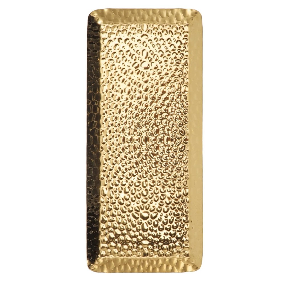 Serving Platter, Pastry Serving Tray Multi Purpose Hammered for Restaurant (Gold
