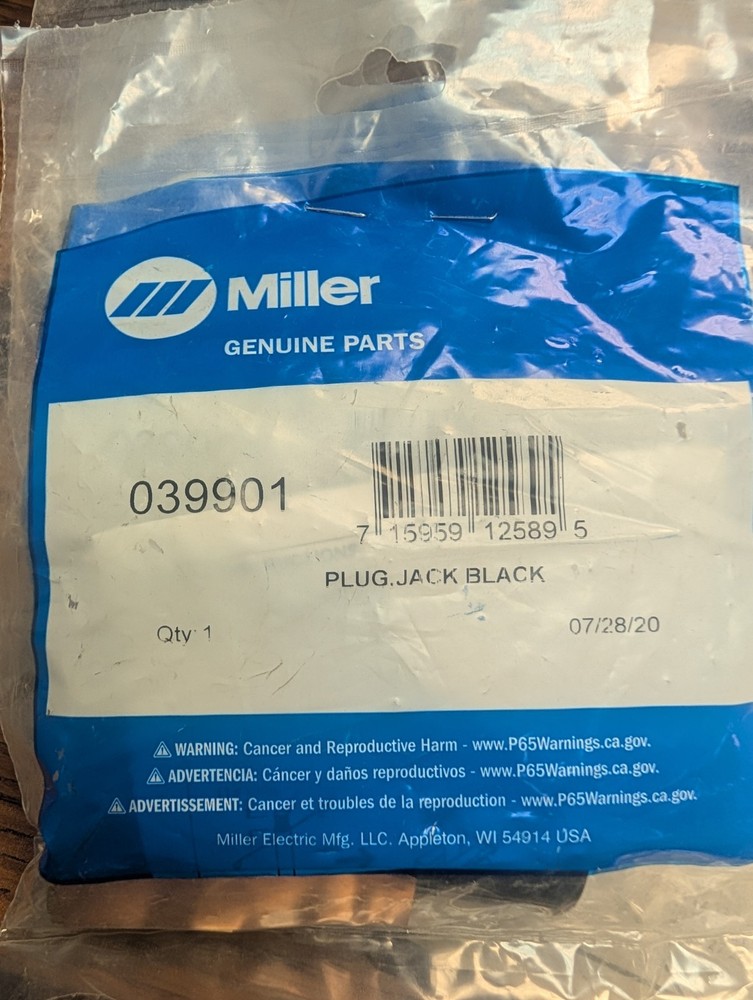 MILLER 039901 JACK PLUG BLACK, QTY.1