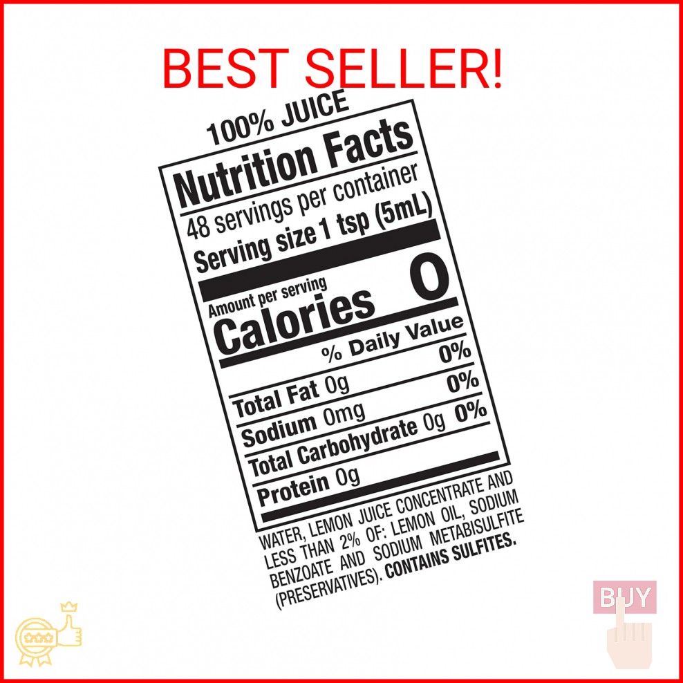 ReaLemon 100% Lemon Juice, 8 Fluid Ounce Bottle.