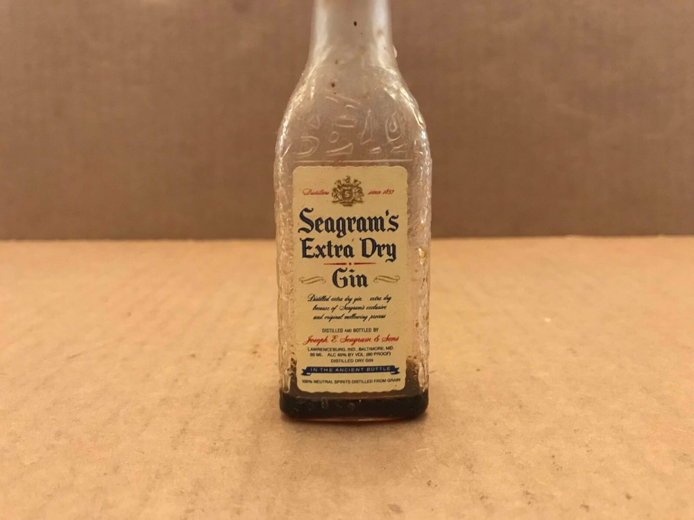 Vintage Seagram's Extra Dry Gin Empty Mini Bottle