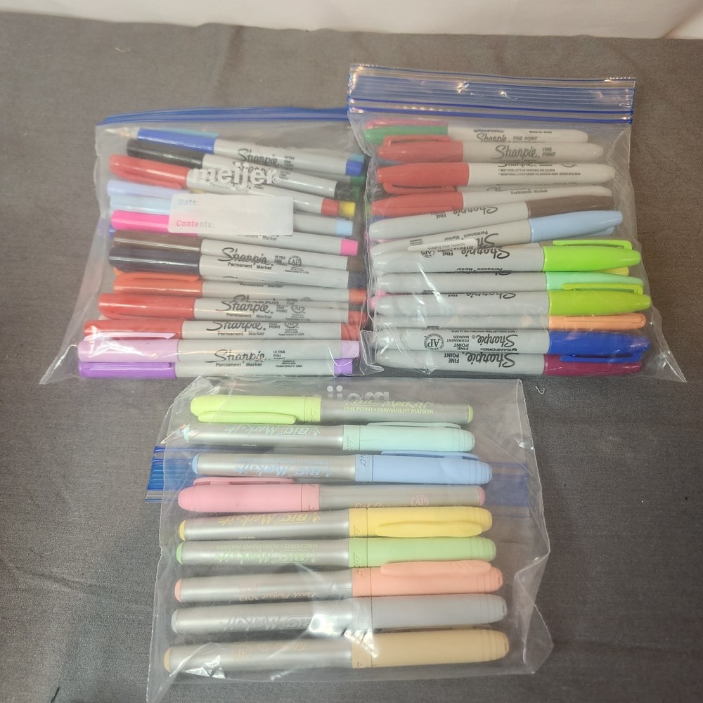 60+ Assorted Sharpies FIne Point and Ultra Fine-Assorted Colors