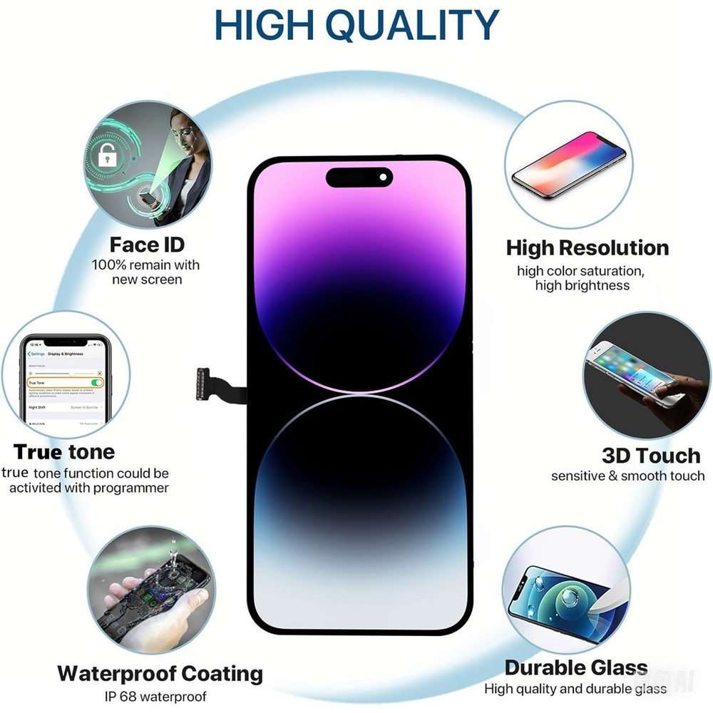 For iPhone 14 Pro Max OLED Display Touch Screen Digitizer Assembly Replacement