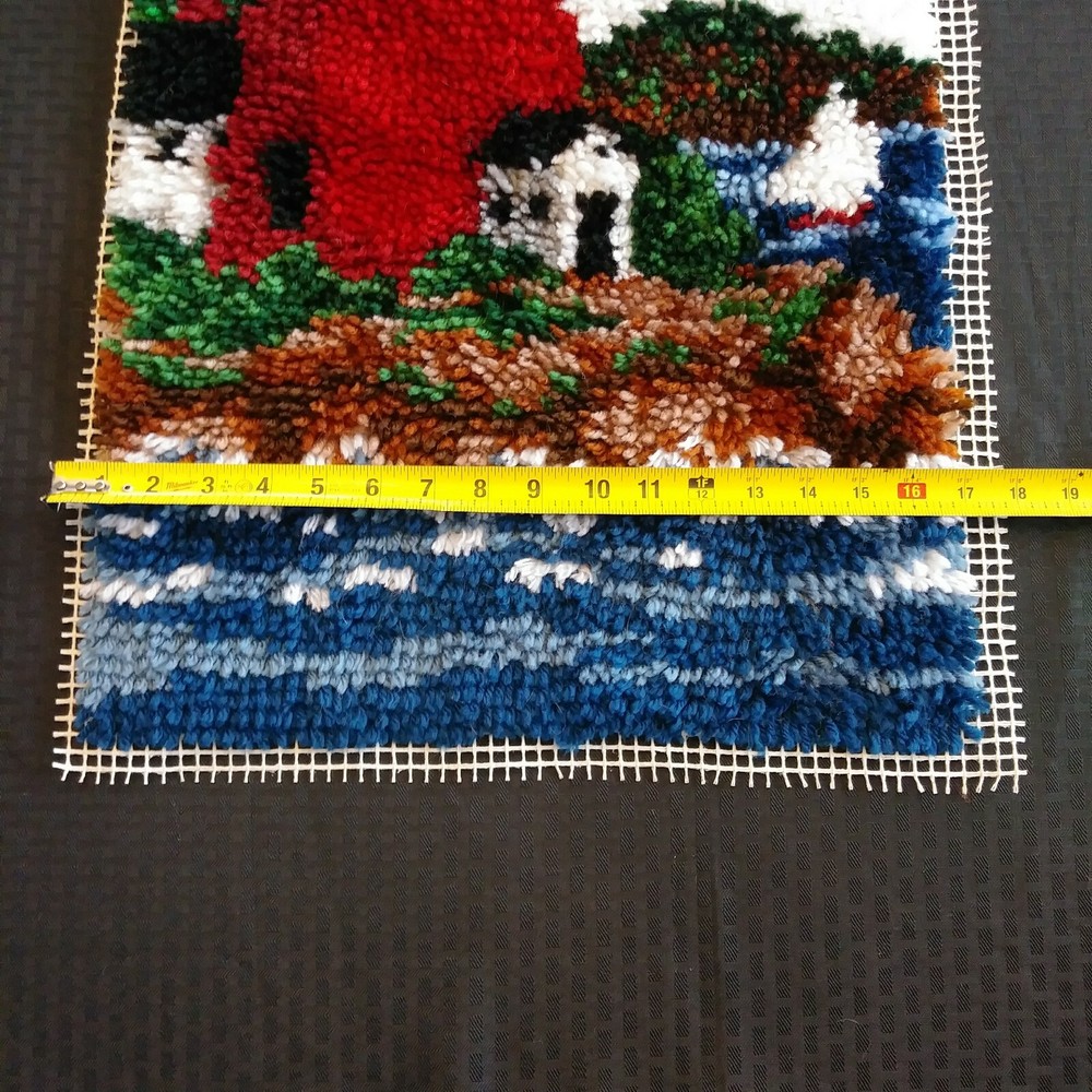 Vtg Lighthouse Completed Latch Hook Rug Wall Hanging 18x36