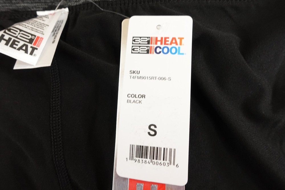 32 Degrees Heat Mens Size Small Black Lightweight Base Layer Pants NWT