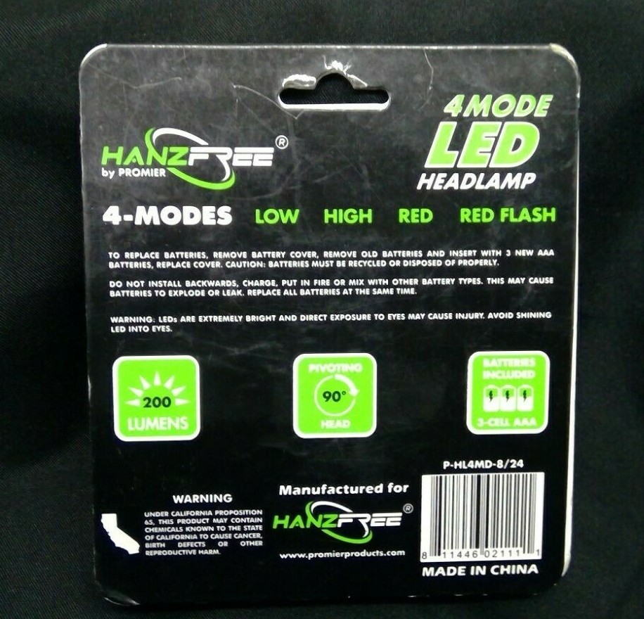 Promier 4 Mode Head Light Multi Light Mode 200 Lumen Wide Beam