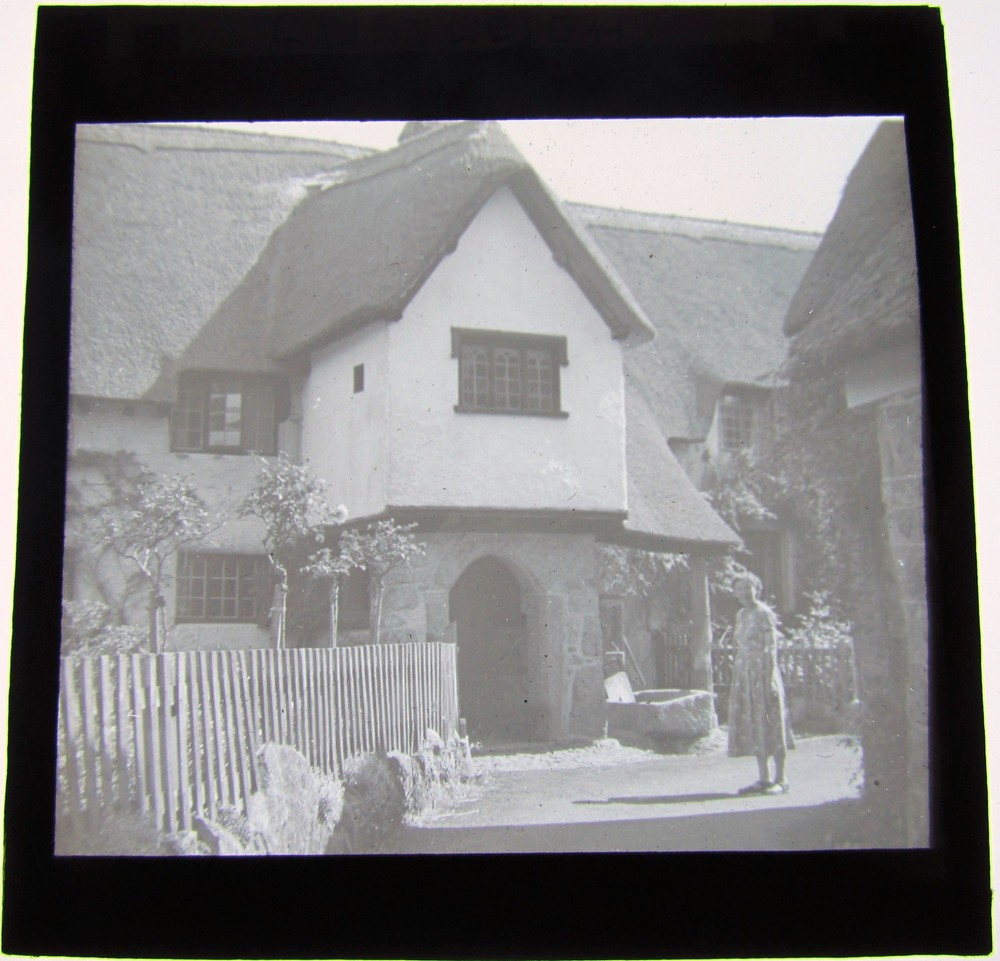Glass Magic Lantern Slide LUSTLEIGH COTTAGE C1900  DEVON