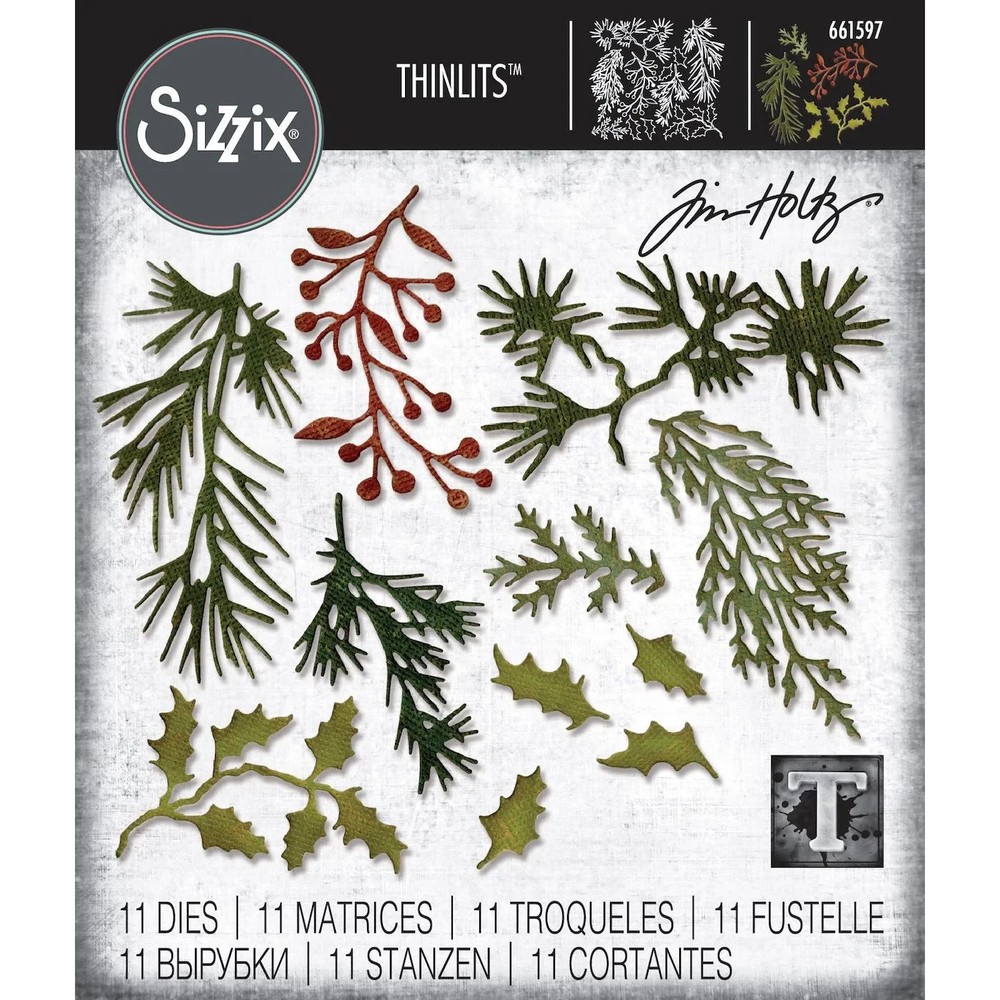 Tim Holtz "MINI HOLIDAY GREENS" Christmas Sizzix Thinlits Cutting Dies 2025