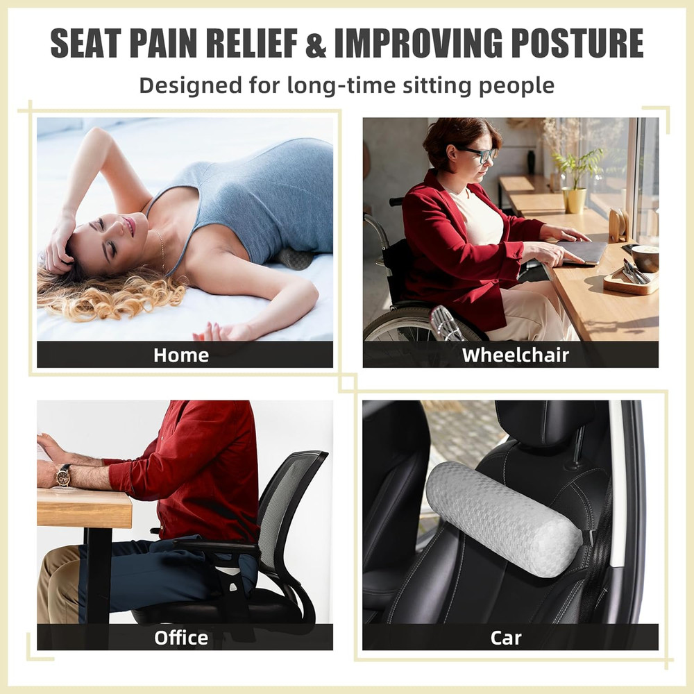 Lumbar Roll Pillow for Lower Back, Lumbar Support Foam Roll Cushion with Pillowc