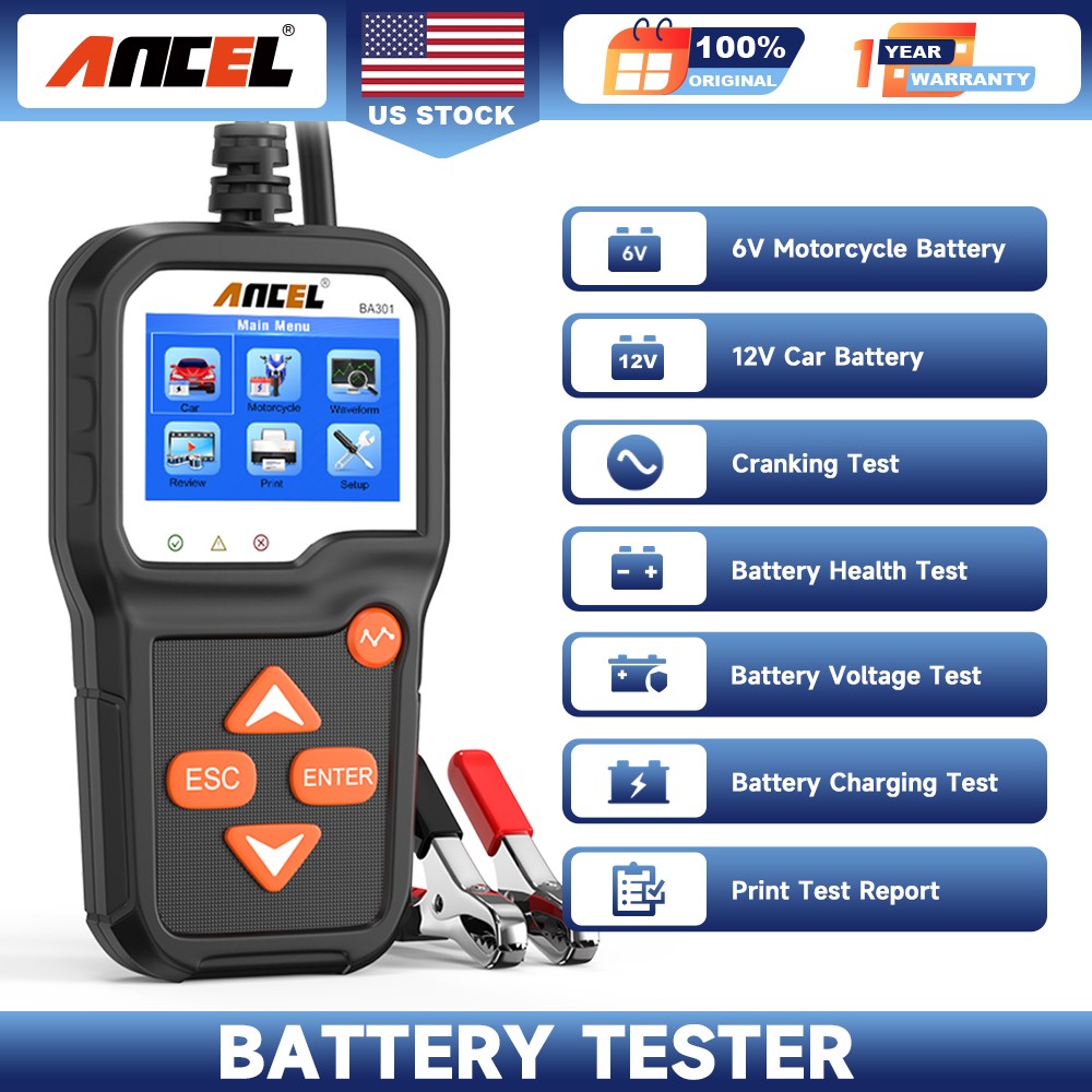 ANCEL BA301 Auto Battery Tester Analyzer 100-2000 CCA Cranking Charging System
