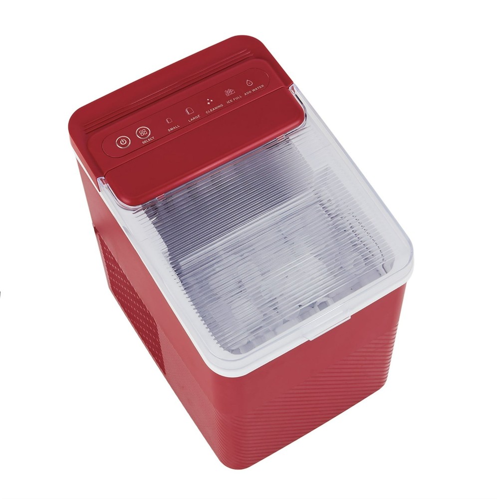 Mainstays Portable Countertop Ice Maker, 26 lbs Per Day,Compact Ice Machine Red
