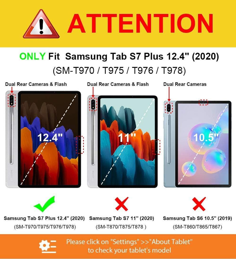 Galaxy Tab S8 Plus/S7 FE/S7 plus Case 12.4 Tablet,Multiple Angles Stand PU Leath