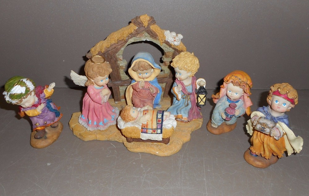 Christmas Nativity Scene Ceramic Figurines - 4pc Set