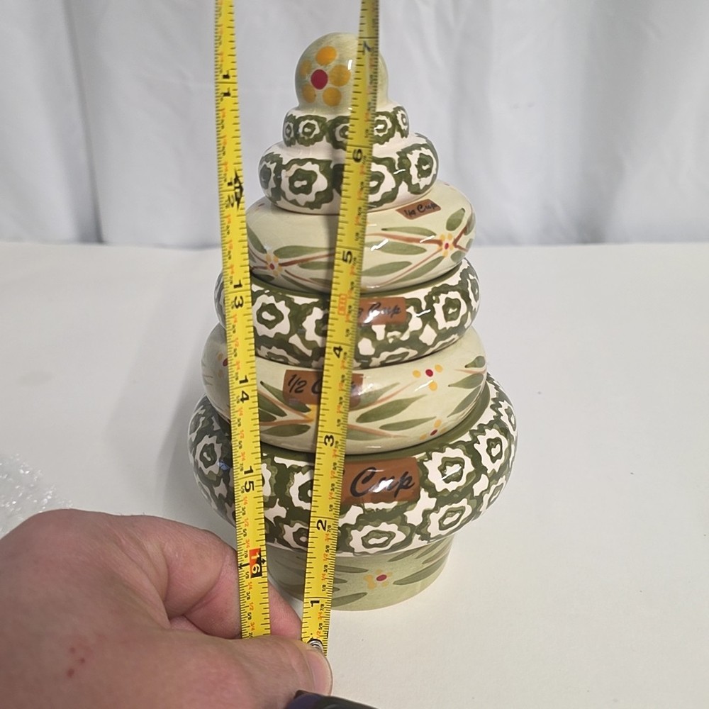 Temptations Green Stacking Measuring Cups Tara Old World Vintage Nesting Kitchen