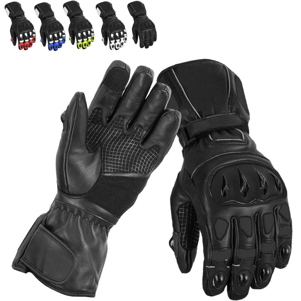 Leather Motorcycle Gloves, Waterproof, with Touch Screen, CE Certified