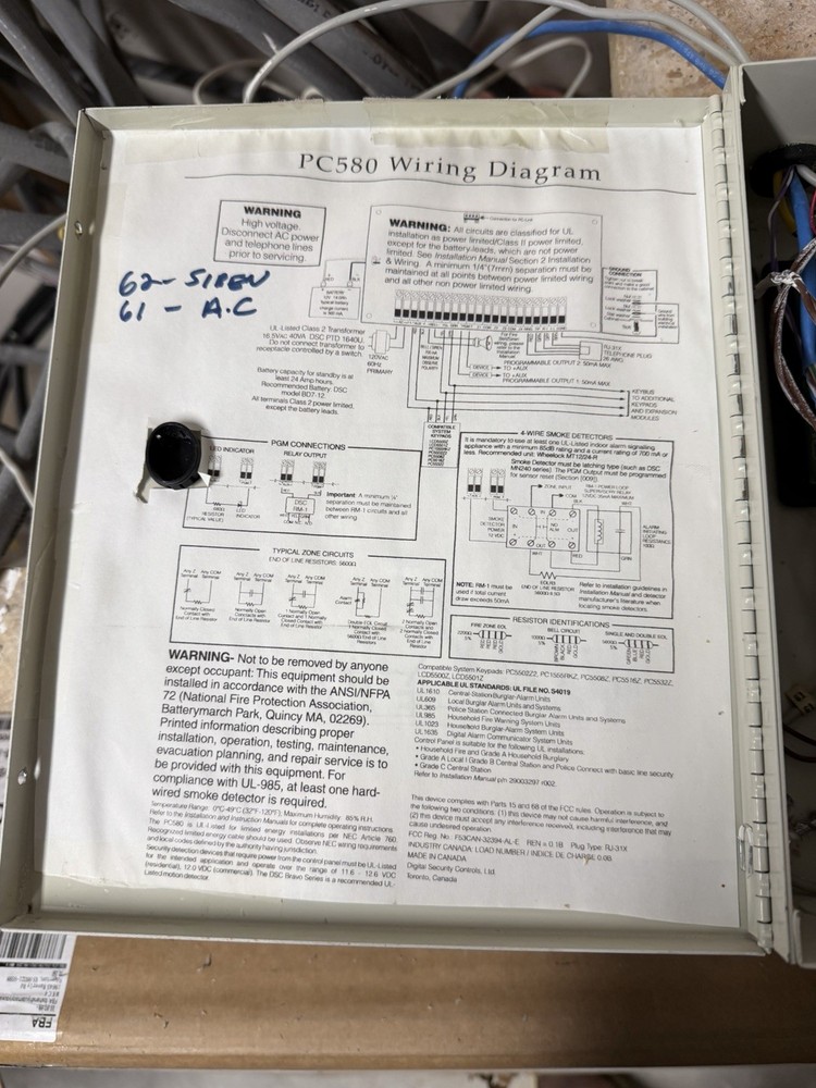 DSC Power580 PC580 Security Alarm Control Panel Board & Box - NO BATTERY