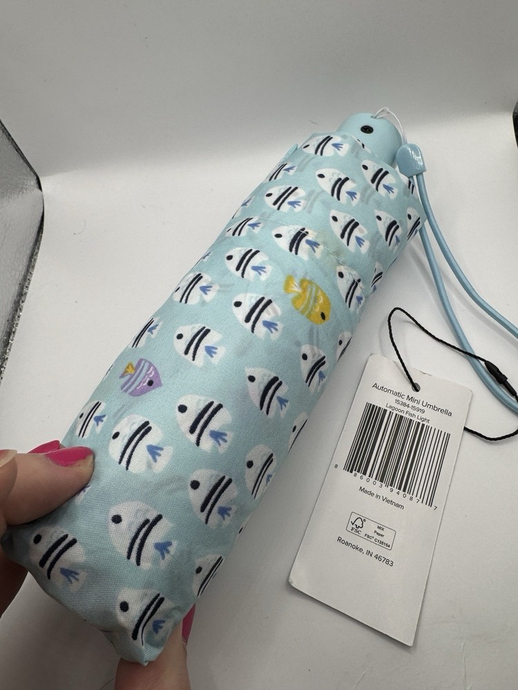 Vera Bradley LAGOON FISH LIGHT Mini Umbrella Auto open/close *Gift idea
