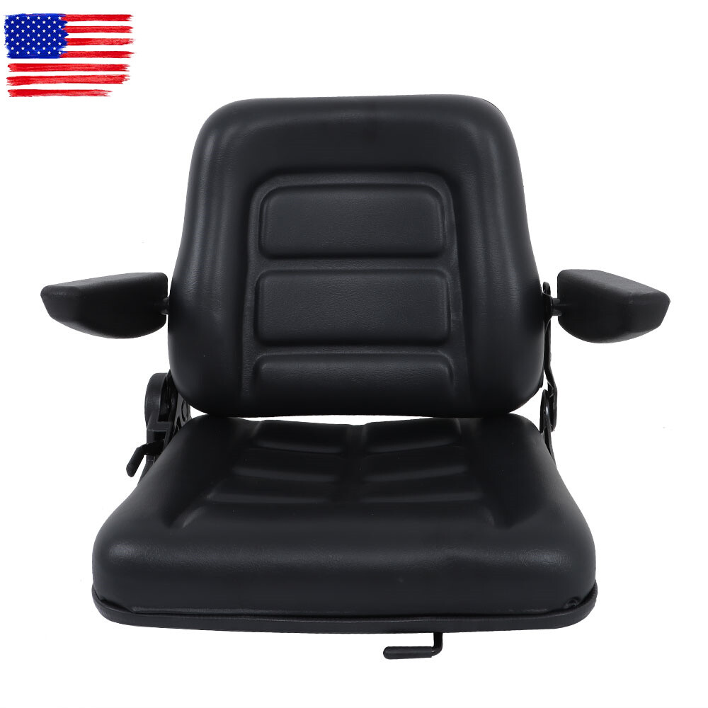 Universal Fold Down Forklift Seat W/ Adjustable Angle Back and Slide Armrest
