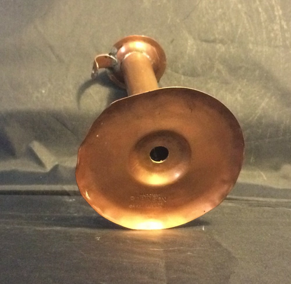 Antique Arts & Crafts Solid Copper Push Up Candle Holder Signed Robinson