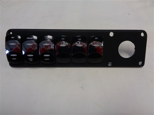 ROCKER SWITCH PANEL BLACK PLASTIC 10" X 2 3/4" ILLUMINATED MARINE BOAT