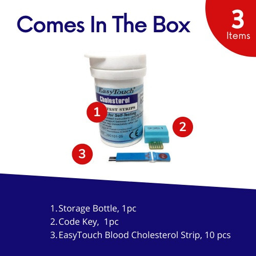 ORIGINAL Easy Touch Test Strips For Cholesterol Level Check - 10 Test Strips
