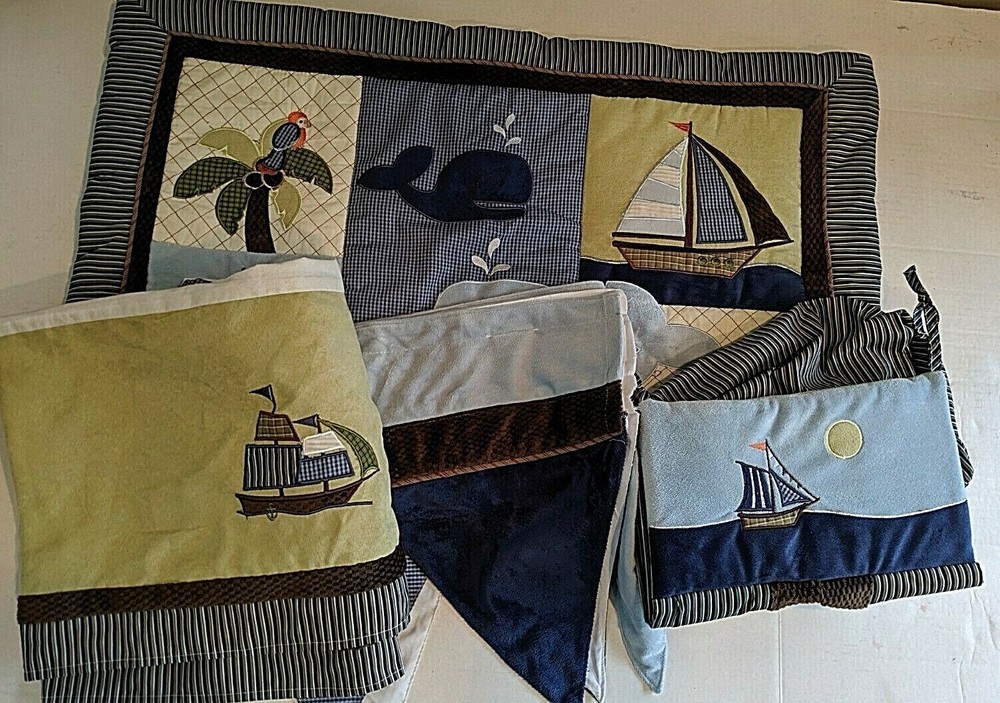 Nojo Blue Sailboat Crib 4PC Set
