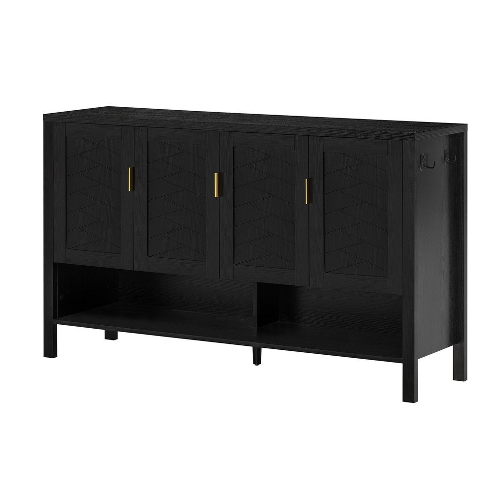 U_STYLE 55.1''Storage Sideboard with 4-Doors,Multi Functional Buffet with Open