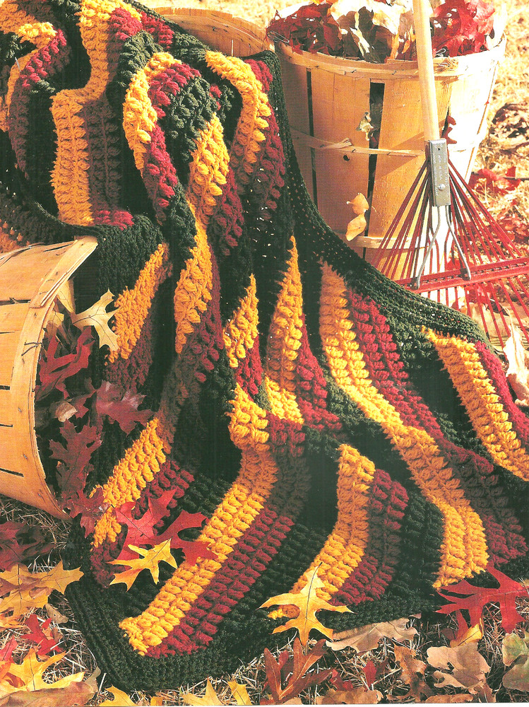 Fall Splendor Afghan Crochet Pattern INSTRUCTION PAGES  43"x72"